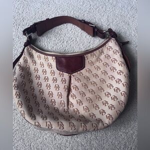 Dooney & Bourke Cream and Brown Hobo Bag